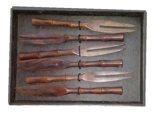 Set 4 Pieces Tenedores Bamboo Durable Coffee Brang