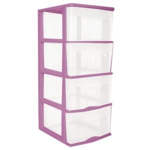Box Plastic Organizador 4 Cajones Altos & Amplios Pink