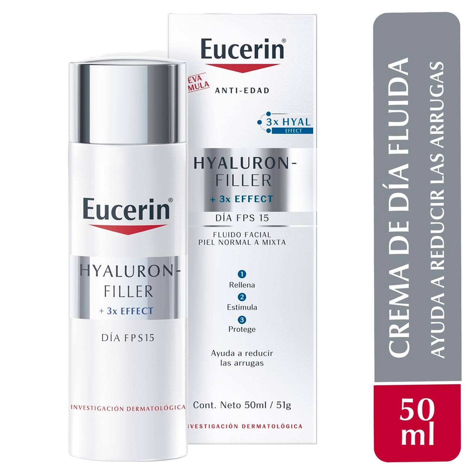 Eucerin Hyaluron-Filler 3X Effect Cream Facial Anti-Wrinkle for Combination Skin FPS15 50 ml