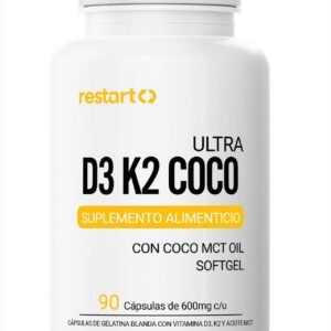 Restart Vitamin D3 + K2 with Oil Coconut Extra Virgen & MCT, Cápsula Blanda, 90 Capsules