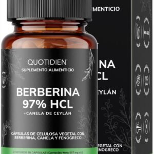 Quotidien Berberina HCL 97% (Berberine) with Canela, Fenogreco & Turmeric 95% - 60 Capsules Veganas