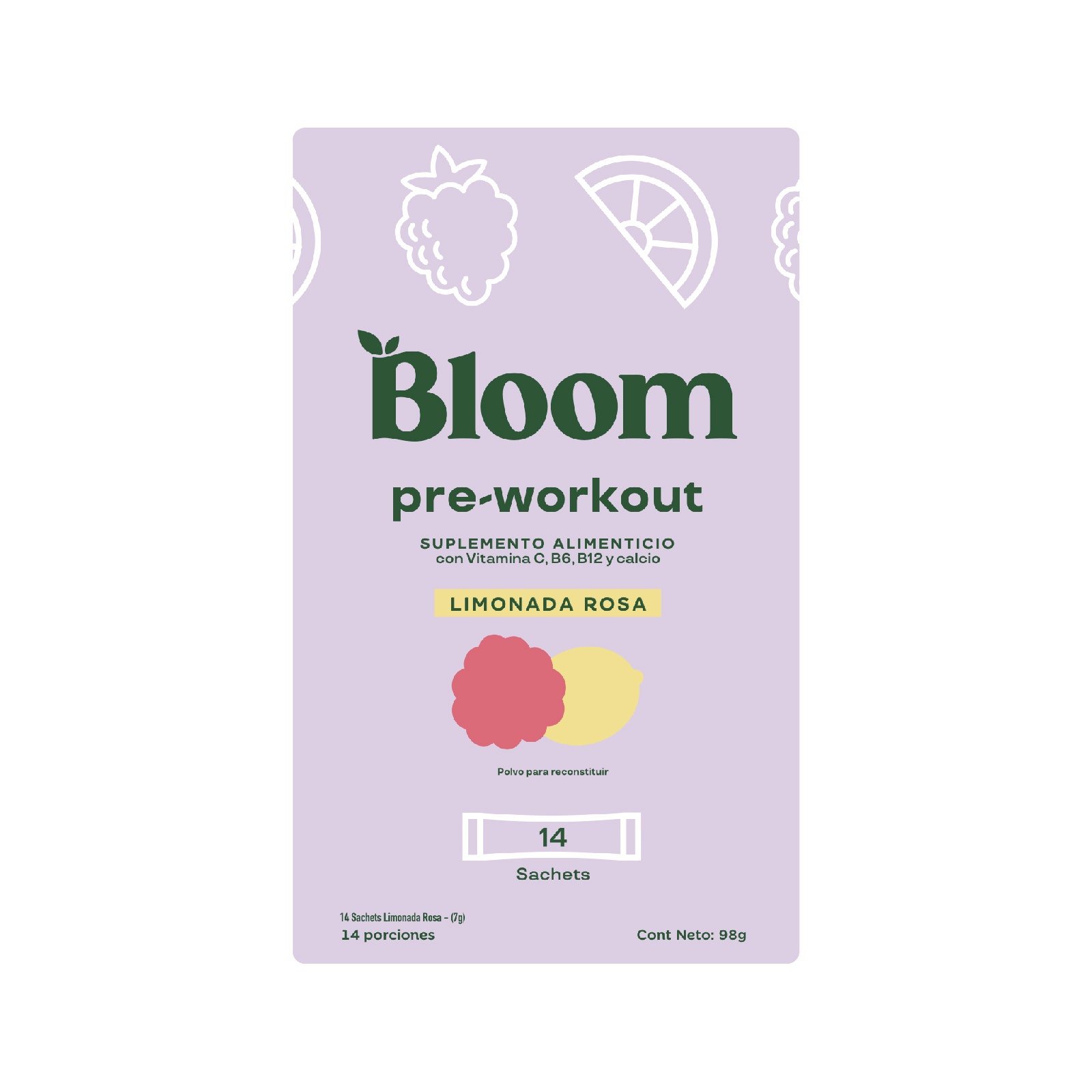 Bloom Pre Workout Limonada Pink 14 Sachets