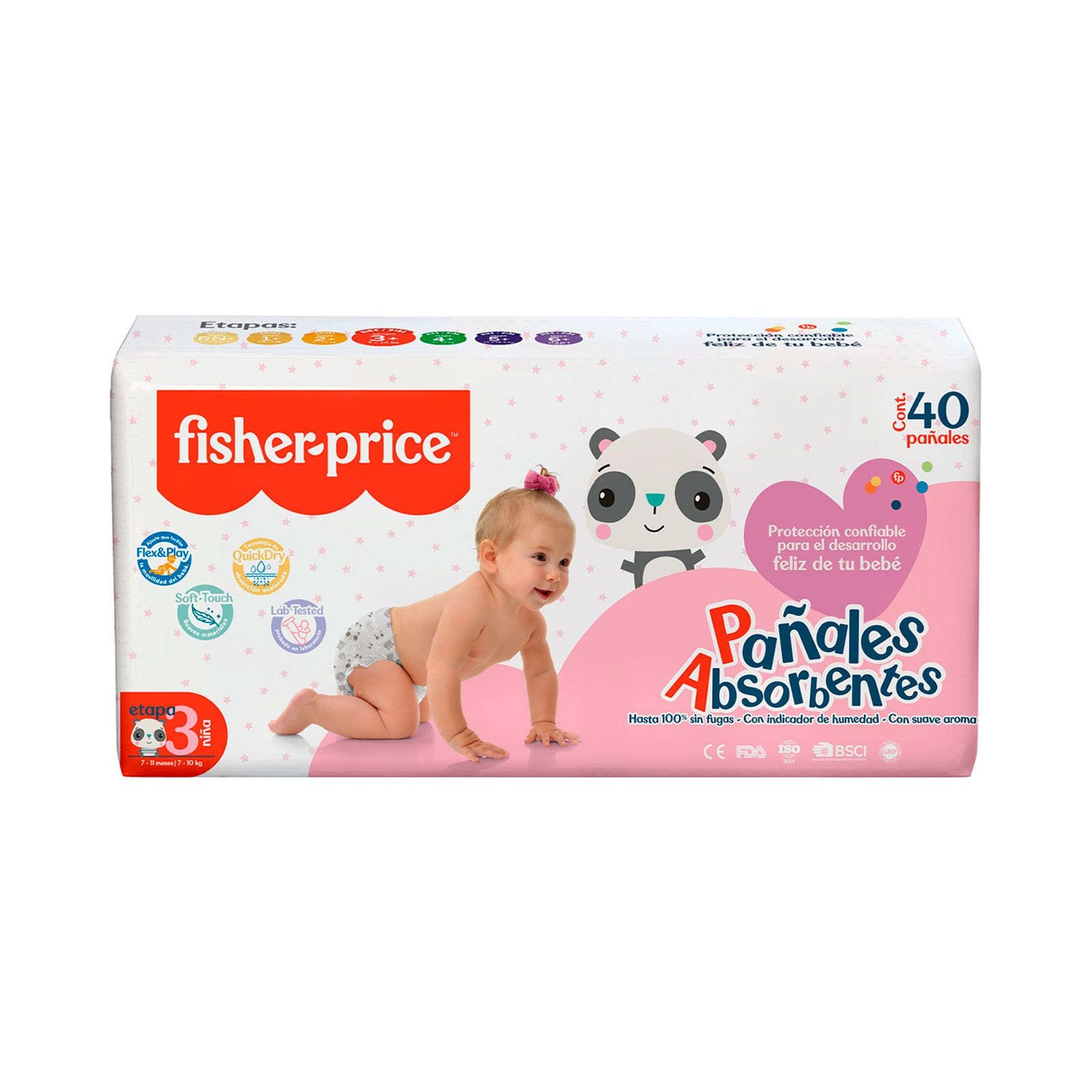 DIAPER FISHER PRICE Stage 3 Girl 40 Pieces