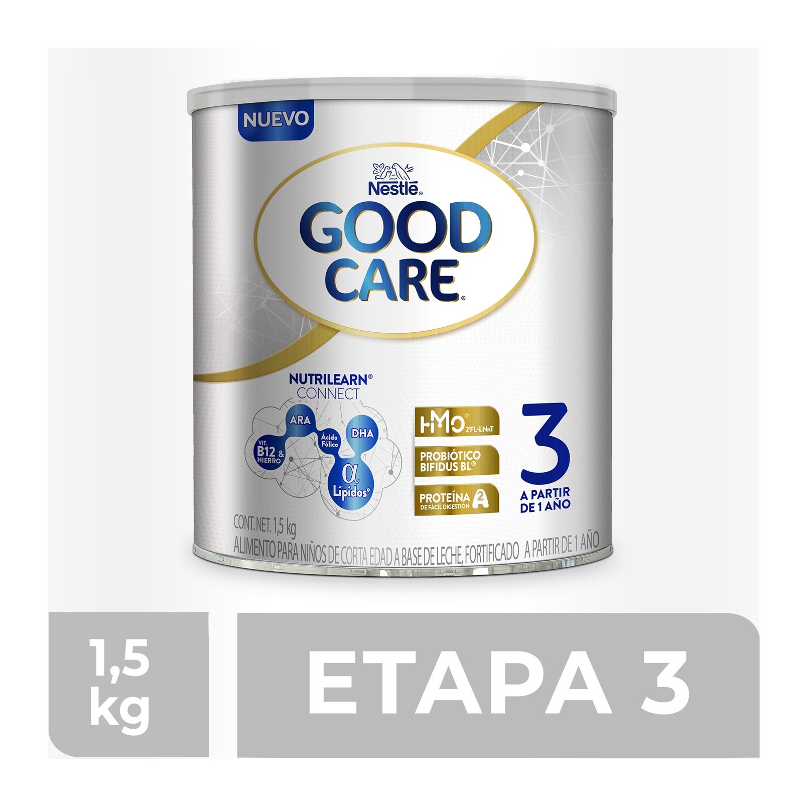 Food in Powder for Toddlers Milk-Based Good Care 3 Can 1.5 kg