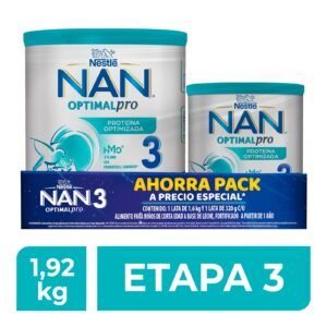 Food for Kids NAN 3 Optimal Pro 1 a 2 Years 1 Pack 1 Can 1.6kg + 1 Can 320g c/u