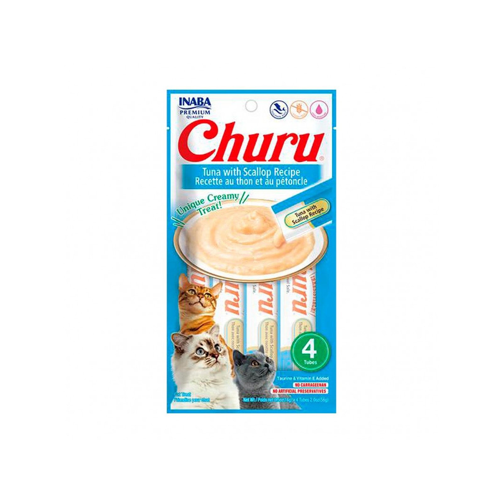 INABA CHURU Premio Cat Tuna Flavor & Vieira 4 tubos (14g c/u)