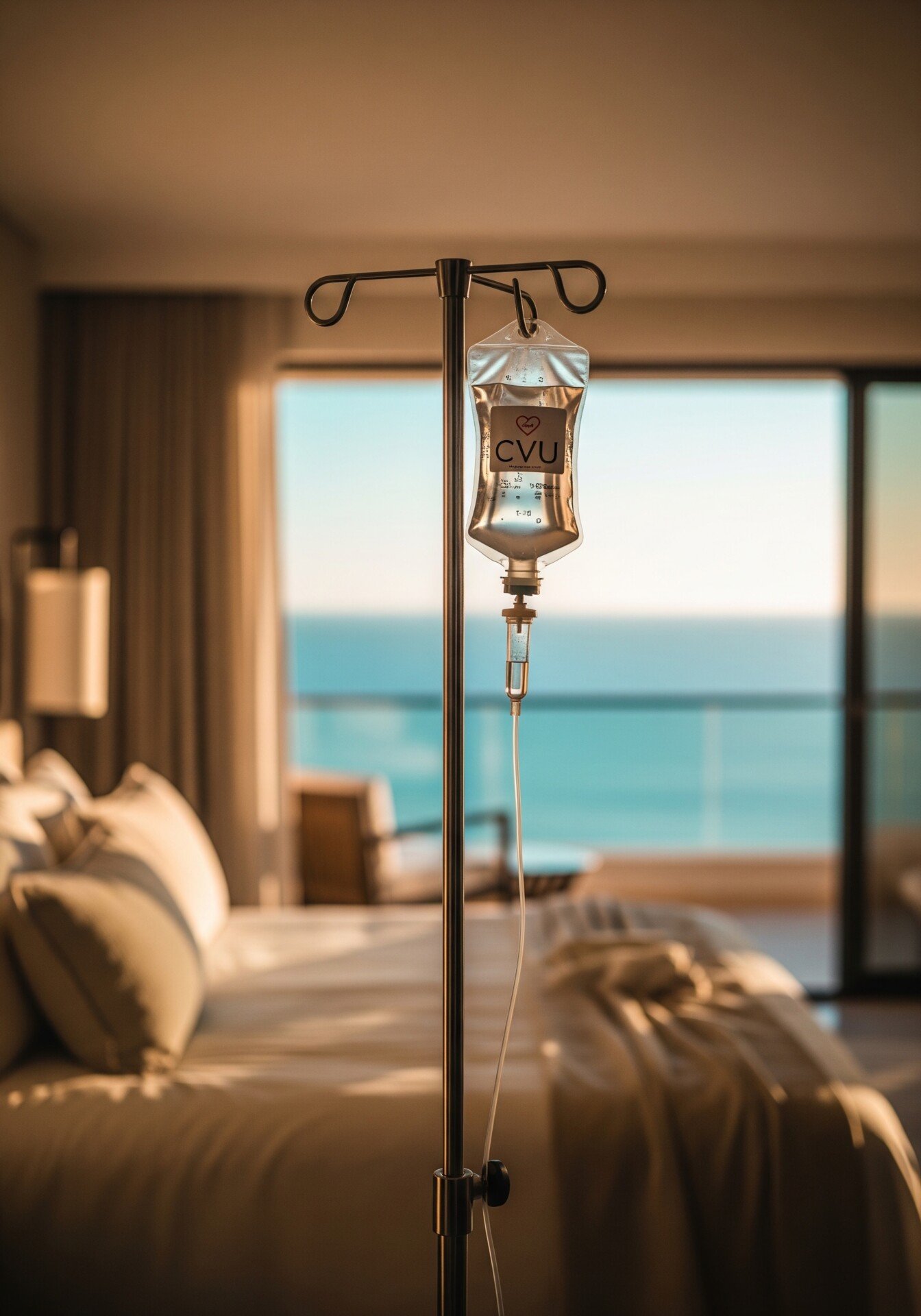 Premium CVU IV drip setup in a Cabo San Lucas luxury suite