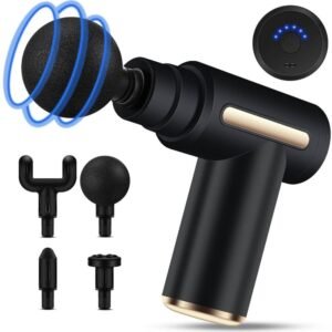 Massage Gun Uplayteck Black Adjustable with 4 Cabezales for Relajar Músculos & Aliviar Pain